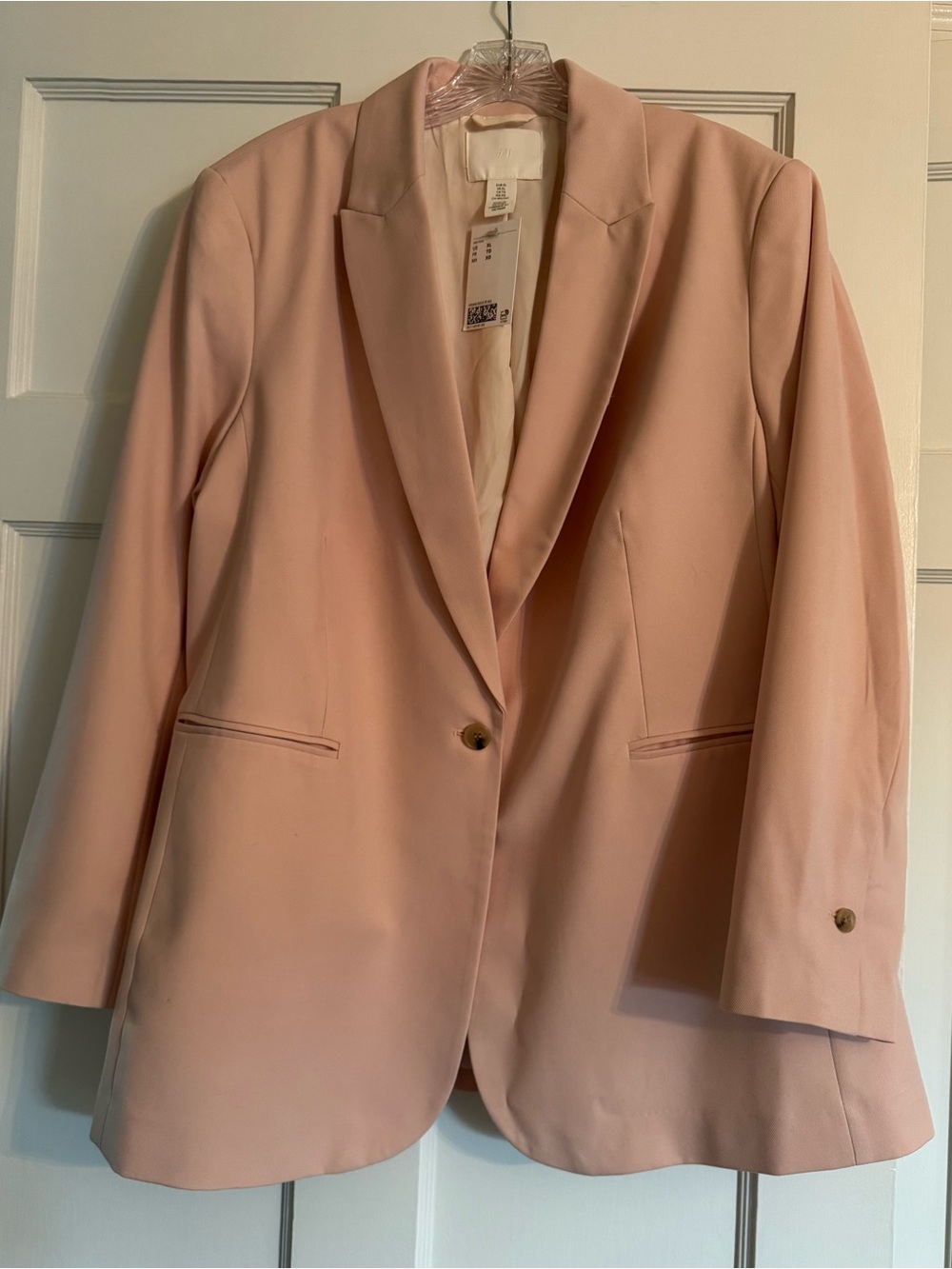 H&M - Pale Blush Pink Tailored Longline Blazer/Jacket - XL -NWT